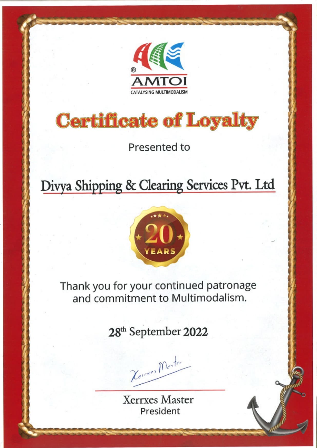 Certificate of Loyalty